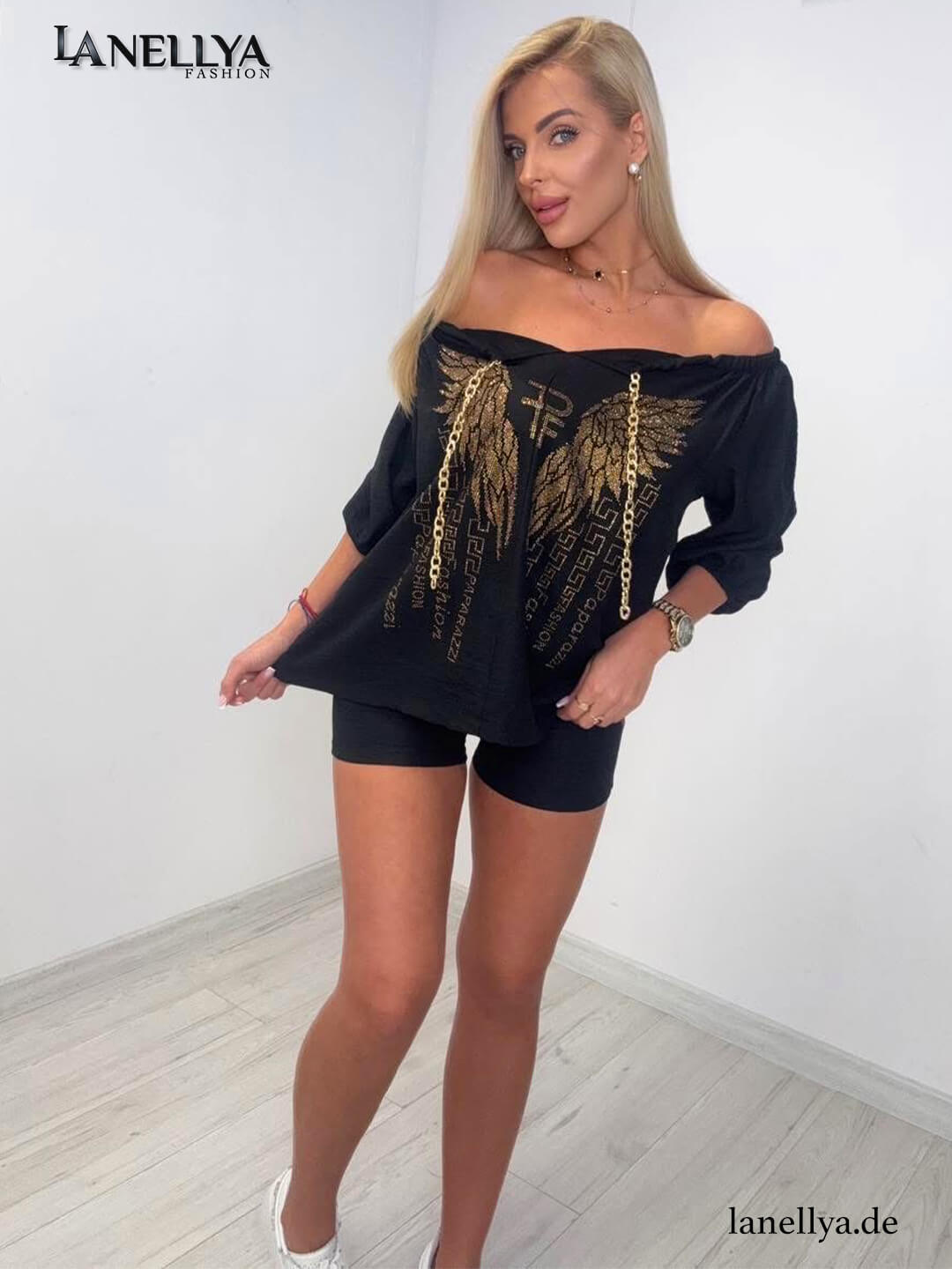 Schwarzes Sommer Set Damen bequem und stylisch für Urlaub