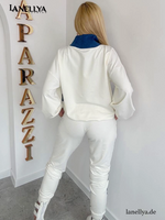 Sportlich elegantes Damen Komplett Set Paparazzi Freizeitanzug Weiß