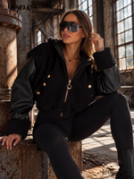 Vasari Damen Jacke Schwarz im Teddy-Leder-Look S–L