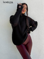 Warmer Damen Pullover Schwarz locker und modern