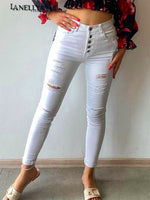 Weiße Damen Jeans mit dezenten Destroyed Details