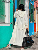 Weißer Longcardigan Damen mit Kapuze Zocco
