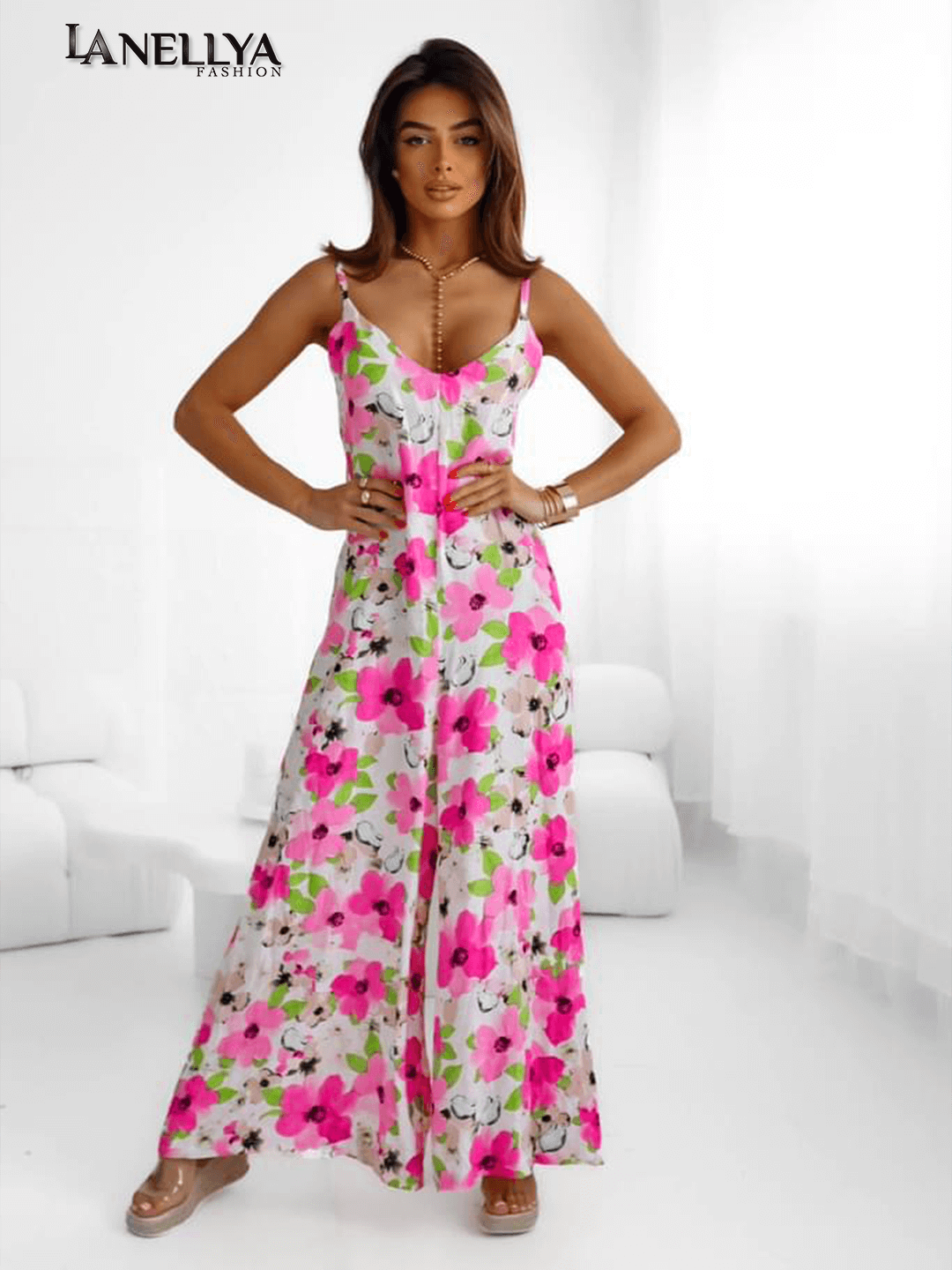 Wide Leg Overall mit farbigem Print
