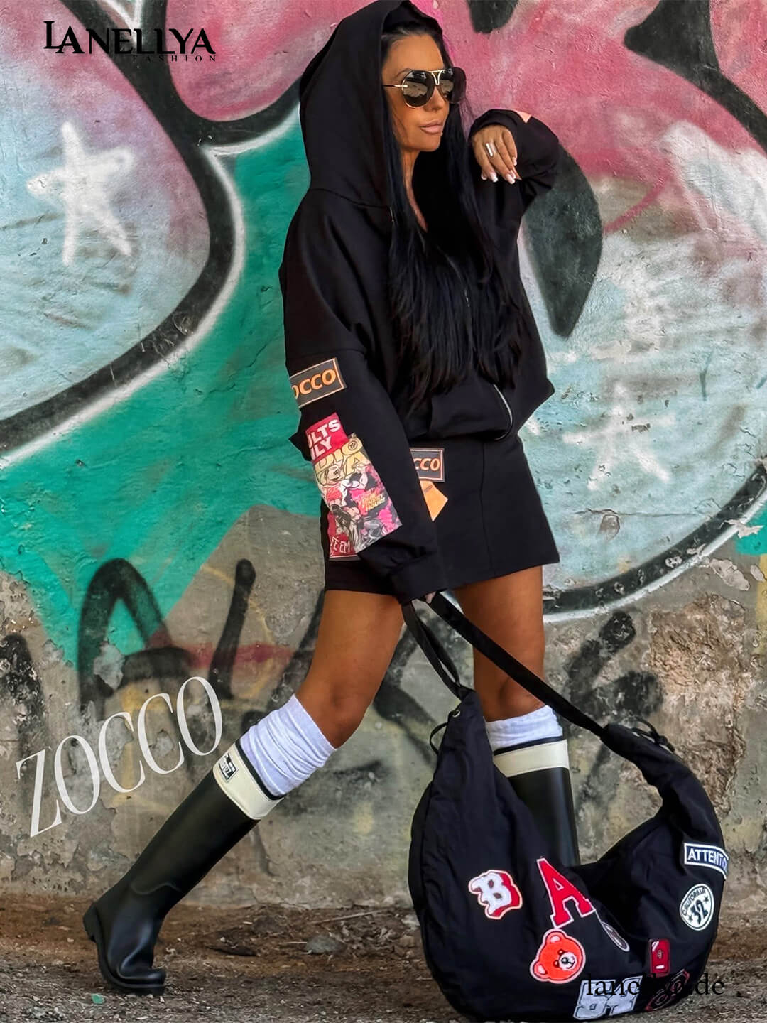 Zocco Baumwoll Set Damen streetstyle bequem für Alltag und Freizeit