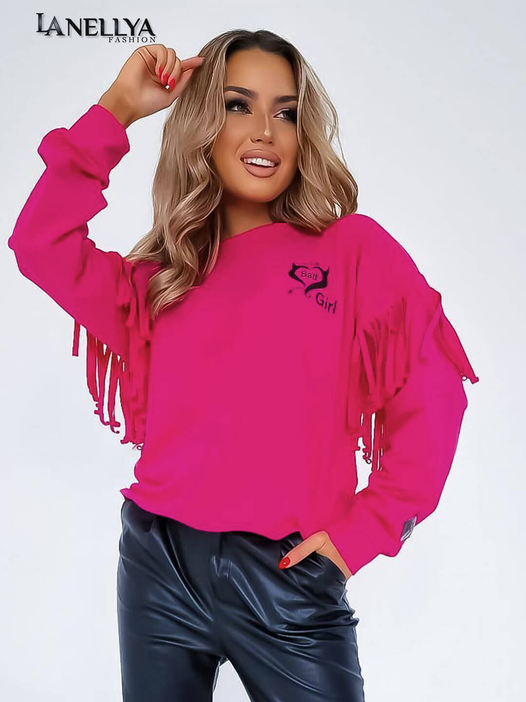 O’La Bianka Damen Sweatshirt mit Fransen